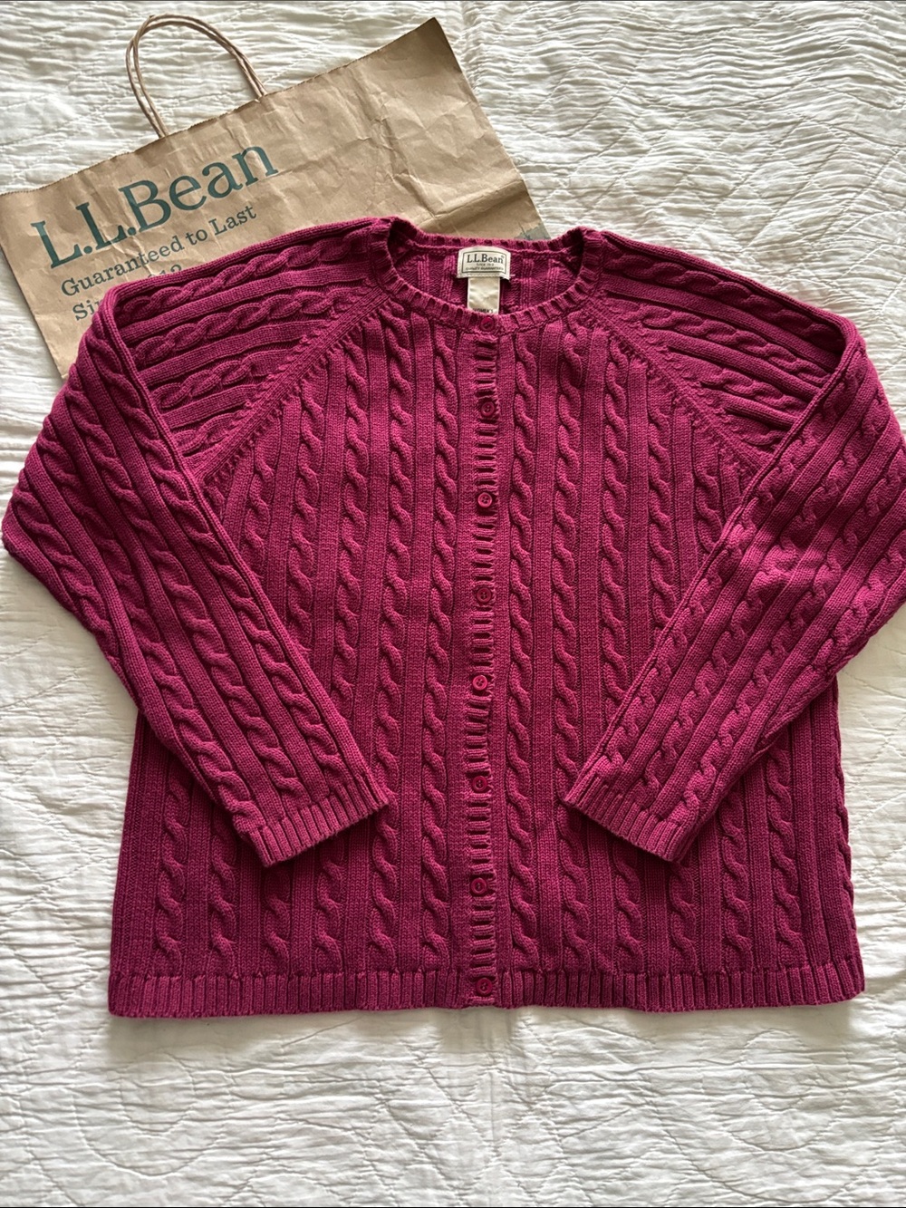 Vintage LL Bean Cable Knit Cardigan